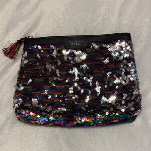 EUC Victorias Secred Sequined Cosmetic Travel Toiletry Pouch Clutch
